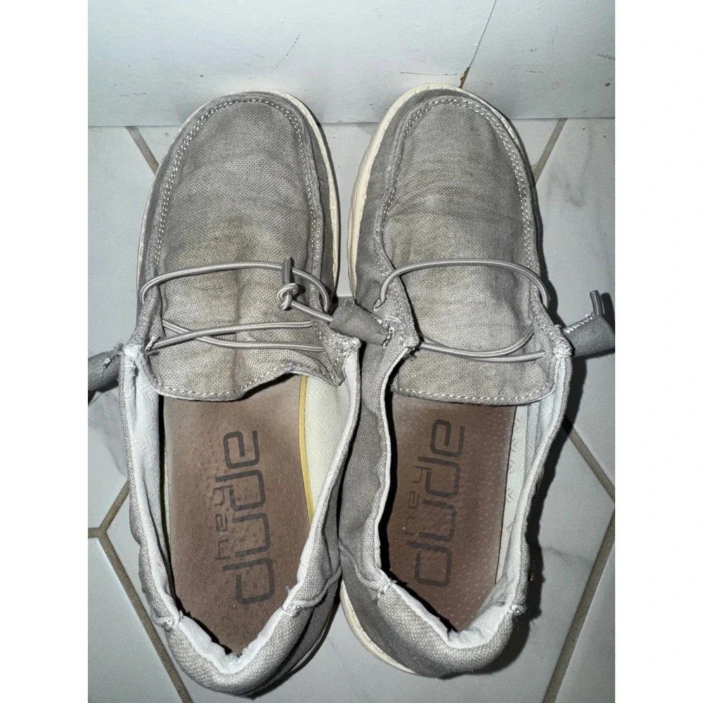 Hey Dude Wendy Chambray Braid Gray Women's Slip On Shoes‎ Size 8